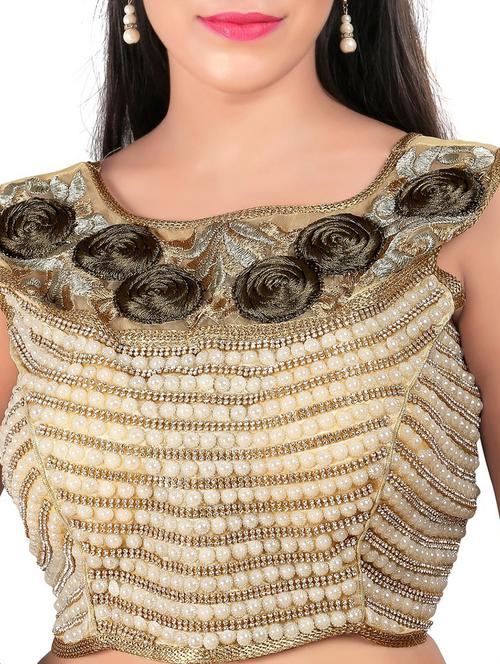 gold silk embroidered blouse - 11909744 - Very Small Image - 1