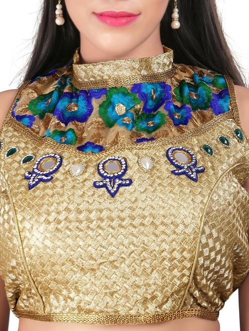 gold silk embroidered blouse - 11909746 - Very Small Image - 1