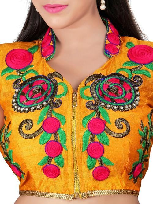 yellow silk embroidered blouse - 11909751 - Very Small Image - 1