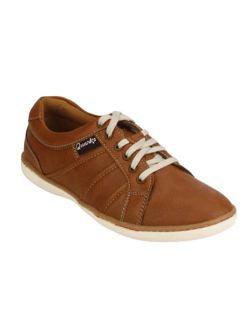 tan leatherette lace up sneaker - 11911369 - Very Small Image - 1