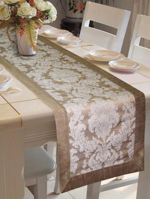 lushomes silver jacquard table  runner with high quality polyester border - 11911428 - Very Small Image - 1