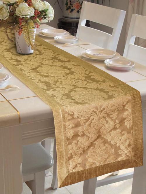 lushomes golden jacquard table  runner with high quality polyester border - 11911429 - Very Small Image - 1