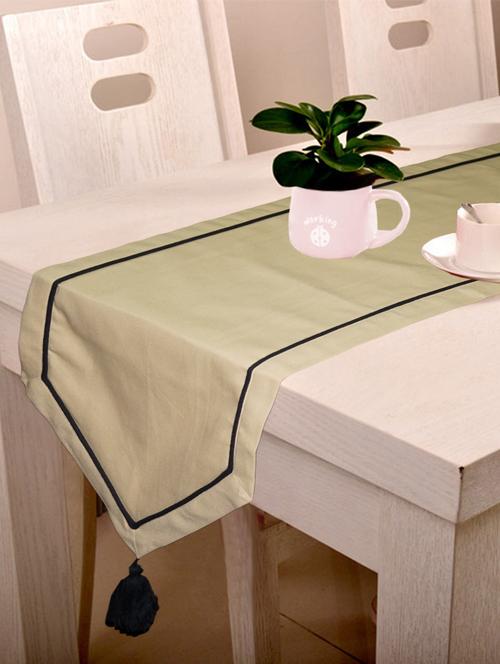 lushomes beige table runner with black contrasting cord piping - 11911439 - Very Small Image - 1