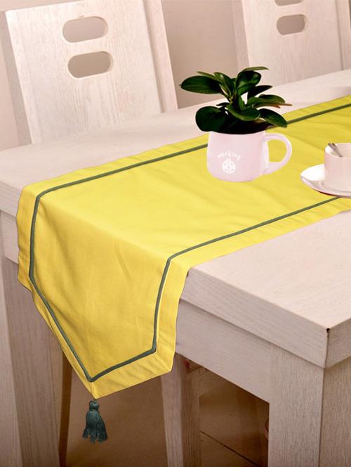 lushomes yellow table runner with green contrasting cord piping - 11911440 - Very Small Image - 1