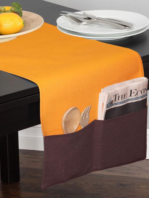 lushomes sun orange and french roast bi color cotton runner with 2 side pockets - 11911446 - Very Small Image - 1