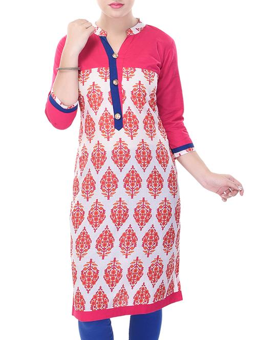 pink cotton straight kurta - 11912071 - Very Small Image - 1