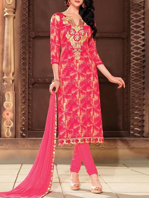 pink cotton unstitched suit - 11913597 - Very Small Image - 1