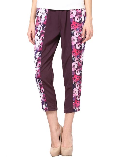 printed purple crepe capri - 11915347 - Very Small Image - 1