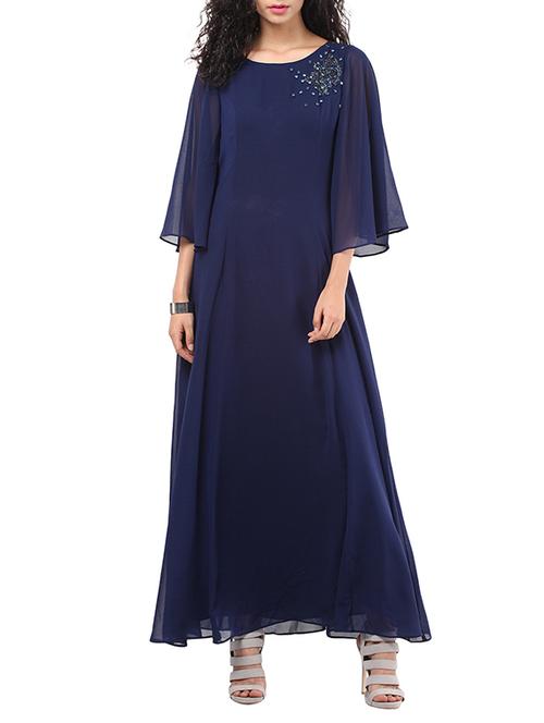 navy blue embellished maxi dress - 11915390 - Very Small Image - 1