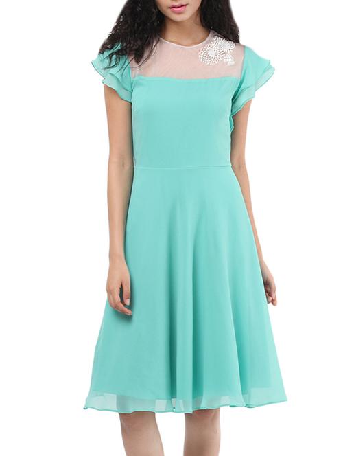 sky blue embellished georgette dress - 11915408 - Very Small Image - 1