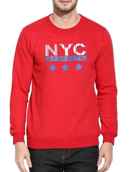 red fleece printed sweatshirt - 11919244 - Very Small Image - 1
