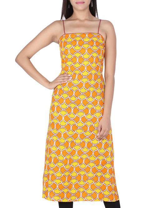 yellow cotton straight kurta - 11926653 - Very Small Image - 1