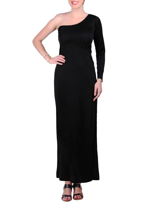 black one shoulder maxi - 11929646 - Very Small Image - 1