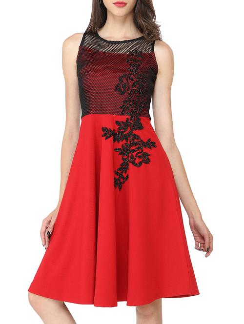 red polyester fit & flare dress - 11933232 - Very Small Image - 1