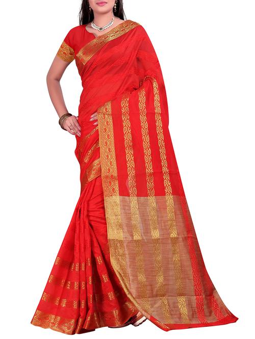red silk banarasi saree with blouse - 11936937 - Very Small Image - 1