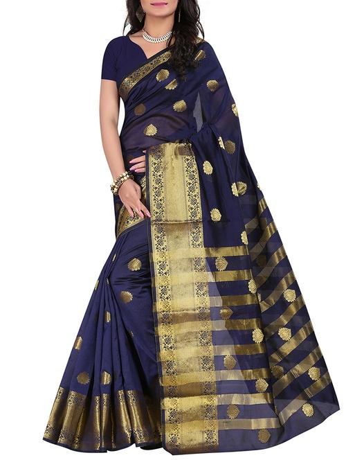 blue silk saree with blouse - 11938241 - Very Small Image - 1