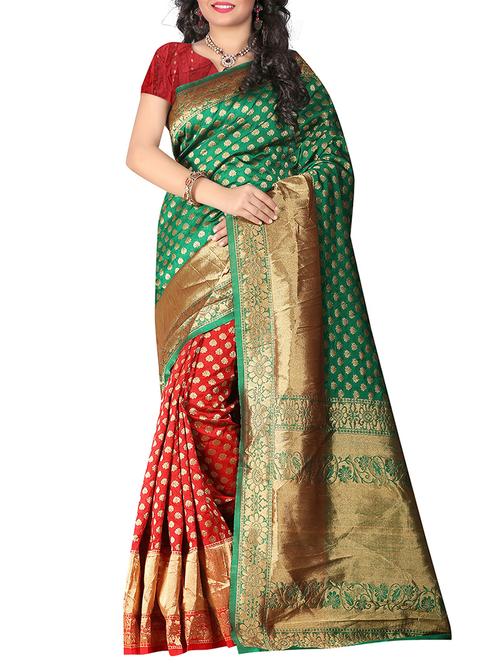 green silk saree with blouse - 11938294 - Very Small Image - 1