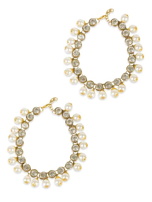 gold metal pearl stone anklets - 11938531 - Very Small Image - 1