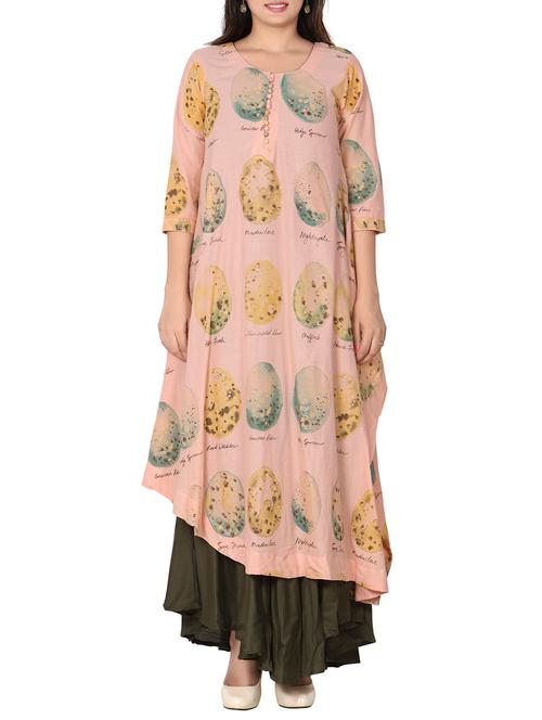 pink rayon asymmetric kurti - 11938967 - Very Small Image - 1
