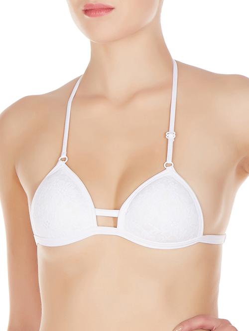 white nylon halter neck  bra - 11939206 - Very Small Image - 1