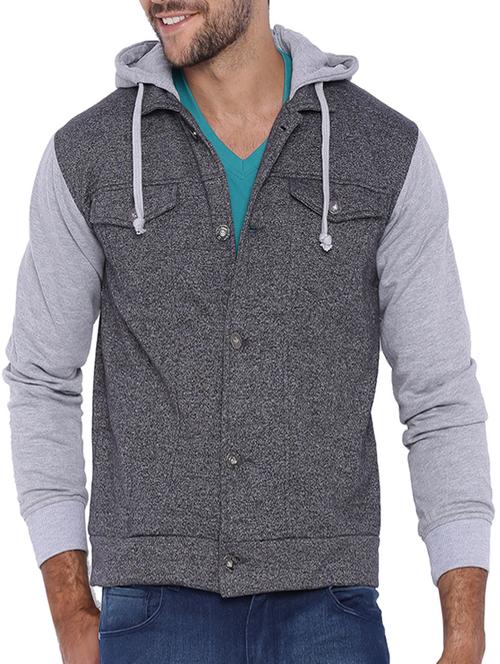 grey cotton casual jacket - 11940766 - Very Small Image - 1