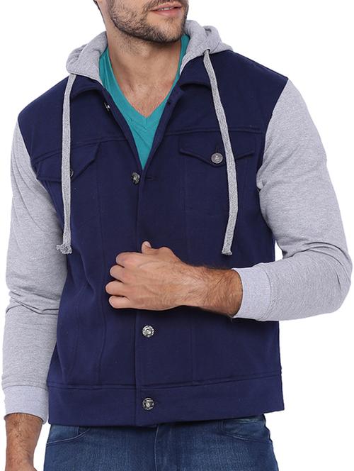 blue cotton casual jacket - 11940767 - Very Small Image - 1