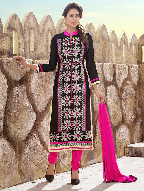 brown cotton blend semistitched suit - 11941056 - Very Small Image - 1