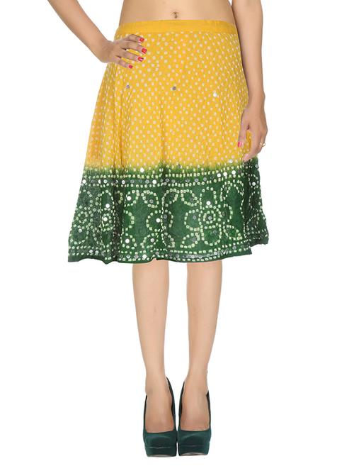 yellow cotton a-line skirt - 11941753 - Very Small Image - 1