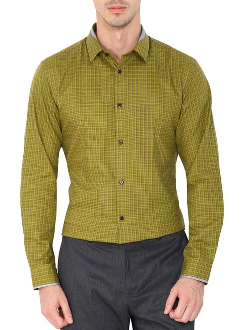 yellow cotton formal shirt - 11942645 - Very Small Image - 1
