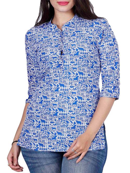 blue cotton regular top - 11944136 - Very Small Image - 1