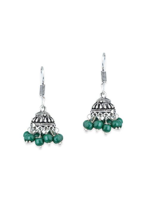 green brass jhumka earrings - 11945690 - Very Small Image - 1