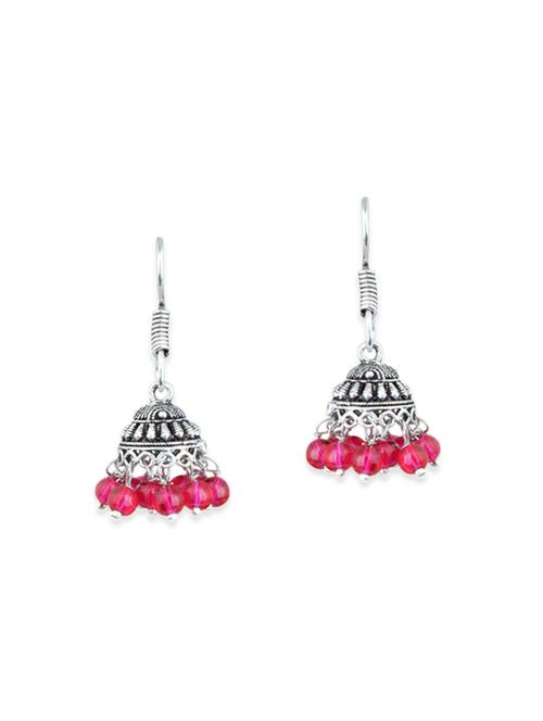 pink brass jhumka earrings - 11945691 - Very Small Image - 1