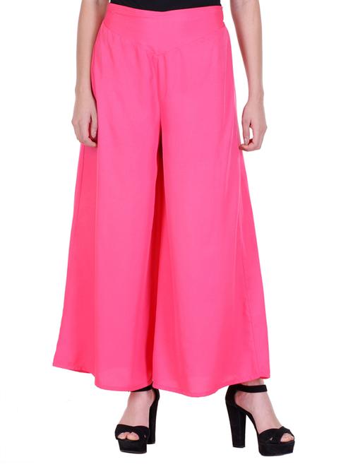 pink crepe palazzos - 11946691 - Very Small Image - 1