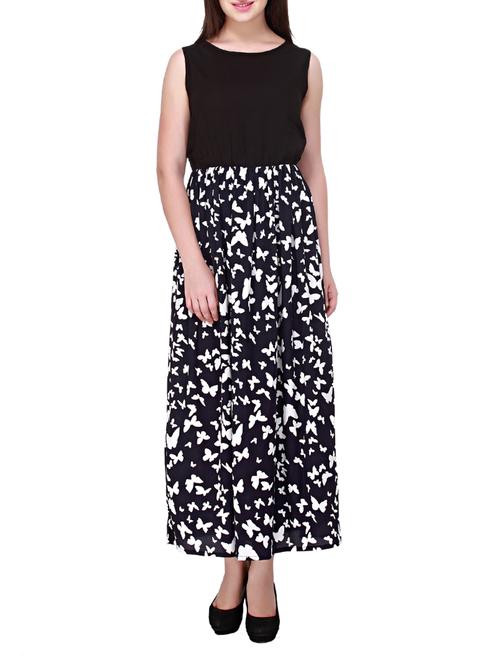 navy blue printed viscose maxi dress - 11949661 - Very Small Image - 1