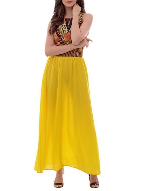 yellow printed maxi dress - 11951091 - Very Small Image - 1