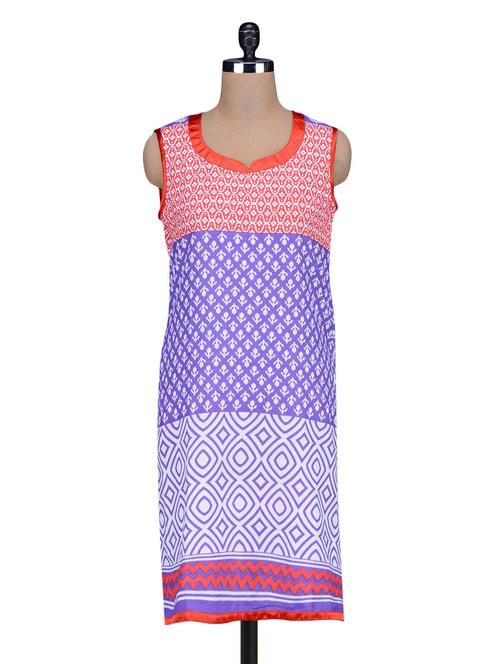 purple cotton straight kurta - 1195499 - Very Small Image - 1