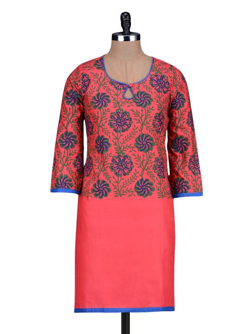 pink cotton straight kurta - 1195508 - Very Small Image - 1