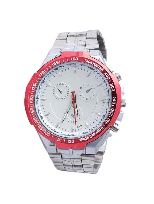 red silver color, chronograph watch with metallic strap - 11955517 - Very Small Image - 1