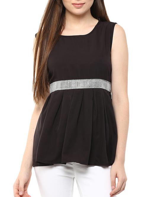 black crepe regular top - 11956609 - Very Small Image - 1