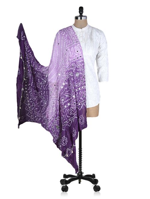 purple printed sequined dupatta - 1195728 - Very Small Image - 1