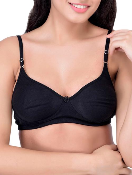 solid black cotton bra - 11957989 - Very Small Image - 1