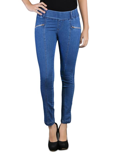 solid blue cotton jeggings - 1197068 - Very Small Image - 1