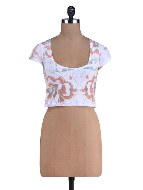 floral printed white cotton crop top - 1201738 - Very Small Image - 1