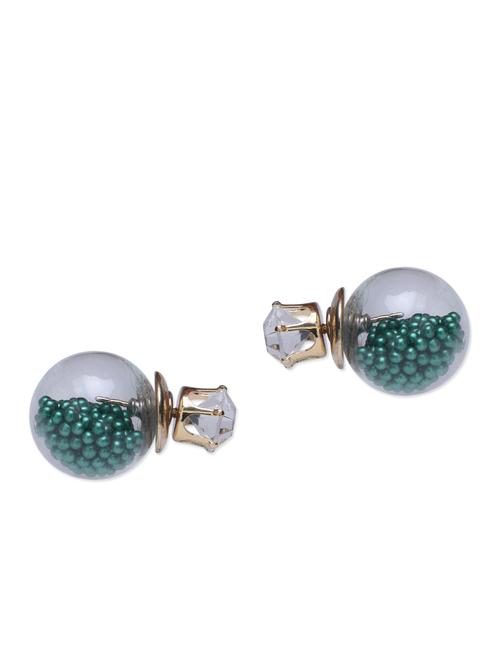 crystal stud and glass ball double earrings - 1201748 - Very Small Image - 1