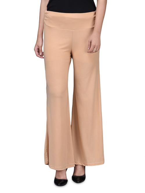 solid beige polyspandex palazzo - 1201782 - Very Small Image - 1