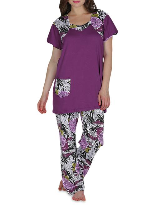 purple cotton night suit - 1202832 - Very Small Image - 1