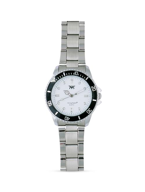 white base round black frame silver strap watch  - 1206070 - Very Small Image - 1