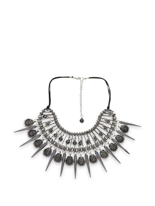 silver neck-piece with spikes - 12061 - Very Small Image - 1