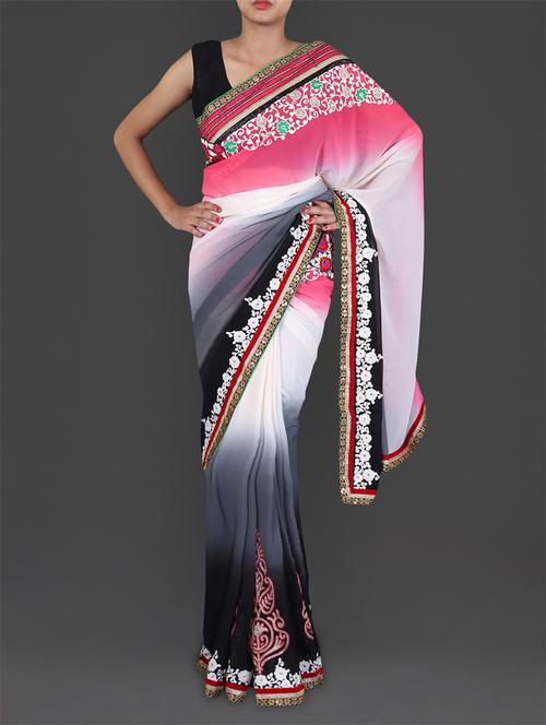multi embroidered georgette saree - 1206299 - Very Small Image - 1