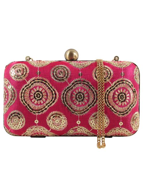 pink faux embellished silk box clutch - 12079275 - Very Small Image - 1